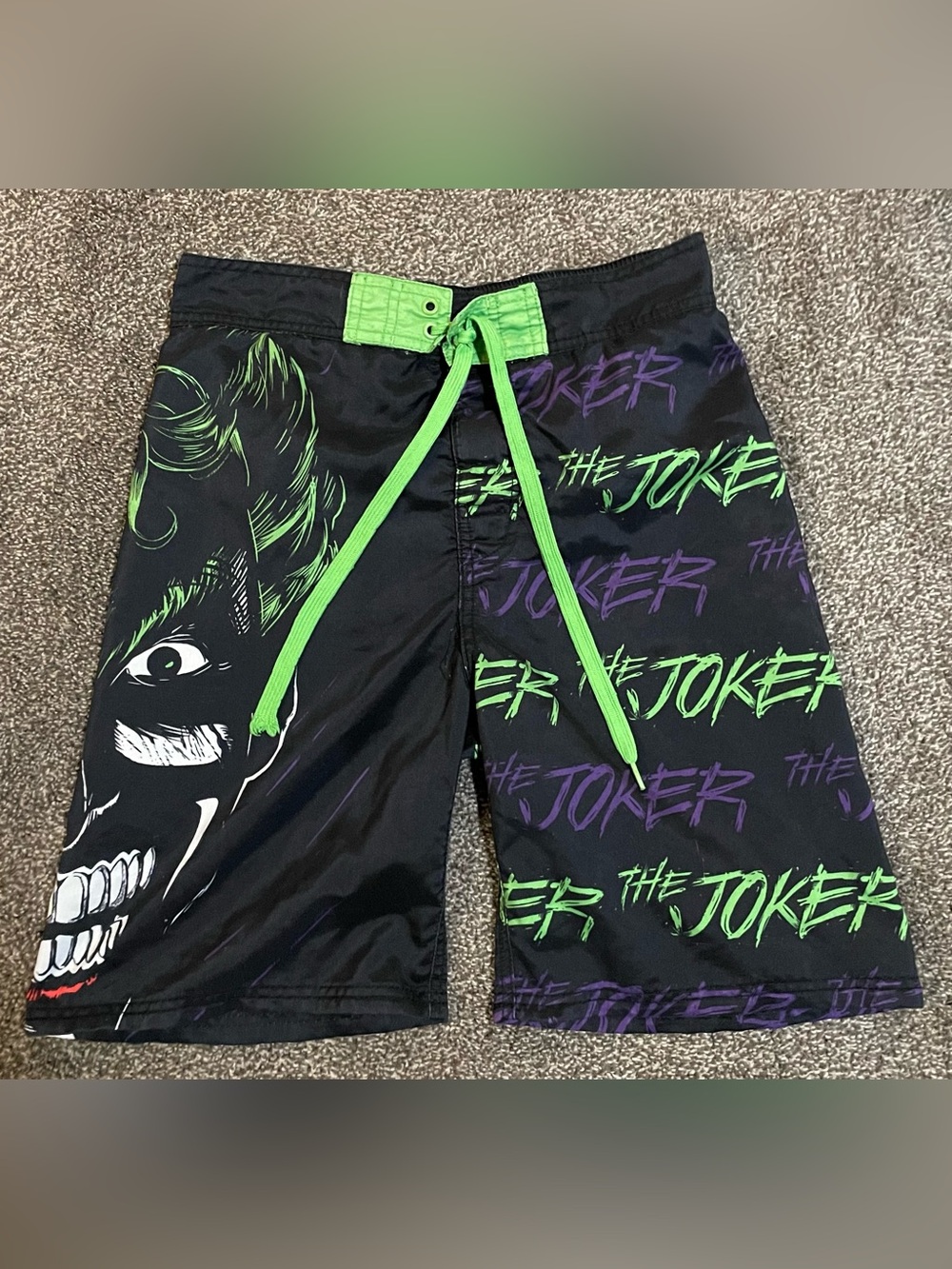 MAD Engine Men's Black Joker Graphic Athletic Shorts with Green & Purple Accents